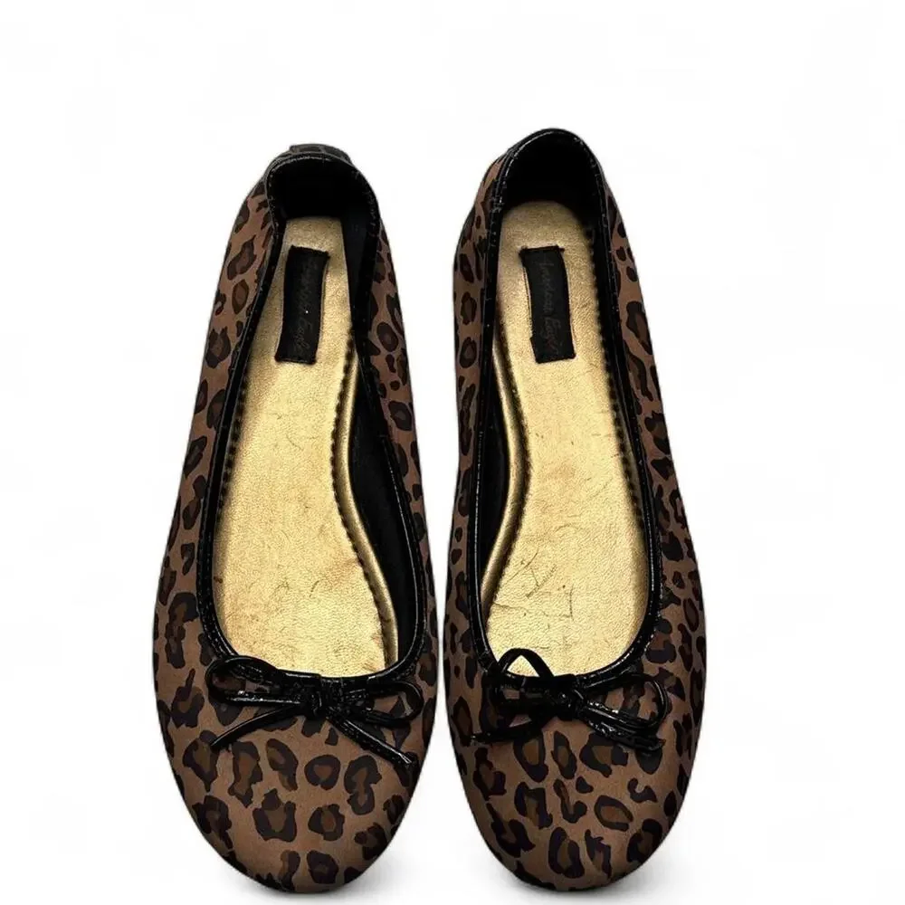 American Eagle Y2K 2000s Leopard print ballet flats with bow detail size 5 1/2